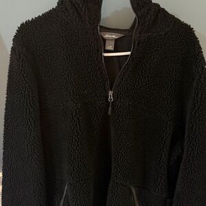 Eddie Bauer Black Teddy Jacket Plush Warmth